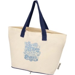 Sac shopping Sierra pliable en coton recyclé GRS 140 g/m2 7 LCouleur:Naturel Marine