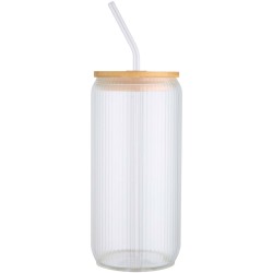 Pot de 500 ml en verre borosilicate Mirage simple paroi avec couvercle en bambouCouleur:Translucide