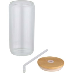Pot de 500 ml en verre borosilicate Mirage simple paroi avec couvercle en bambouCouleur:Translucide