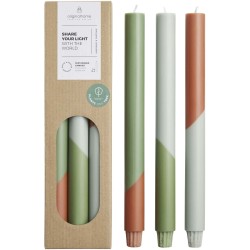 Bougies à rayures diagonales Originalhome Eden par lot de 3Couleur:Vert bruyère
