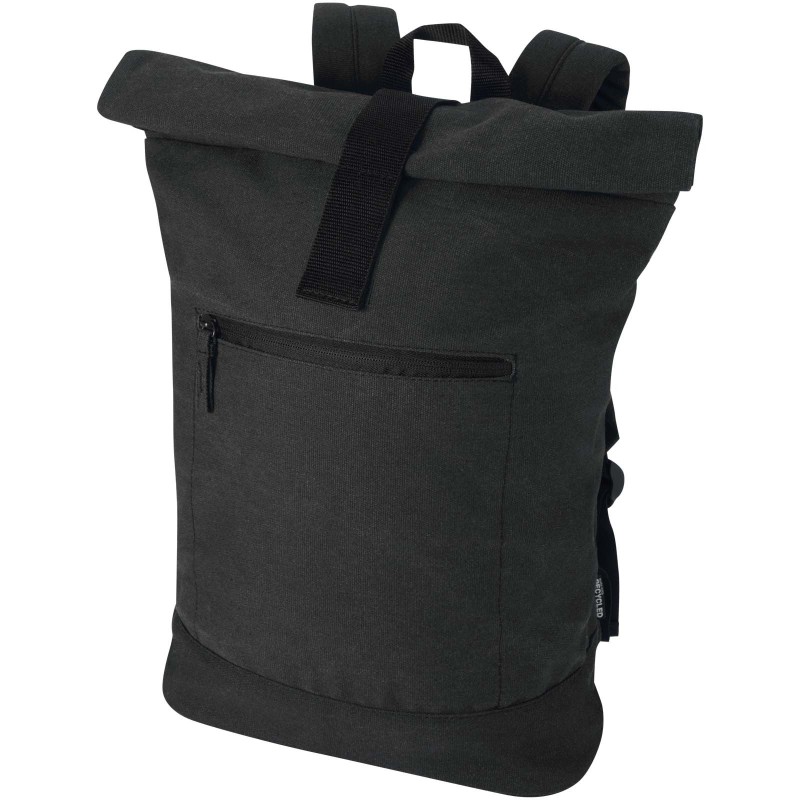 Sac à dos à fermeture enroulable Recanvas recyclé et certifié GRS de 14" et 16 LCouleur:Noir