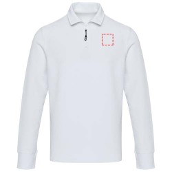 Polo unisexe Zeus à manches longues et demi fermeture éclairCouleur:Blanc