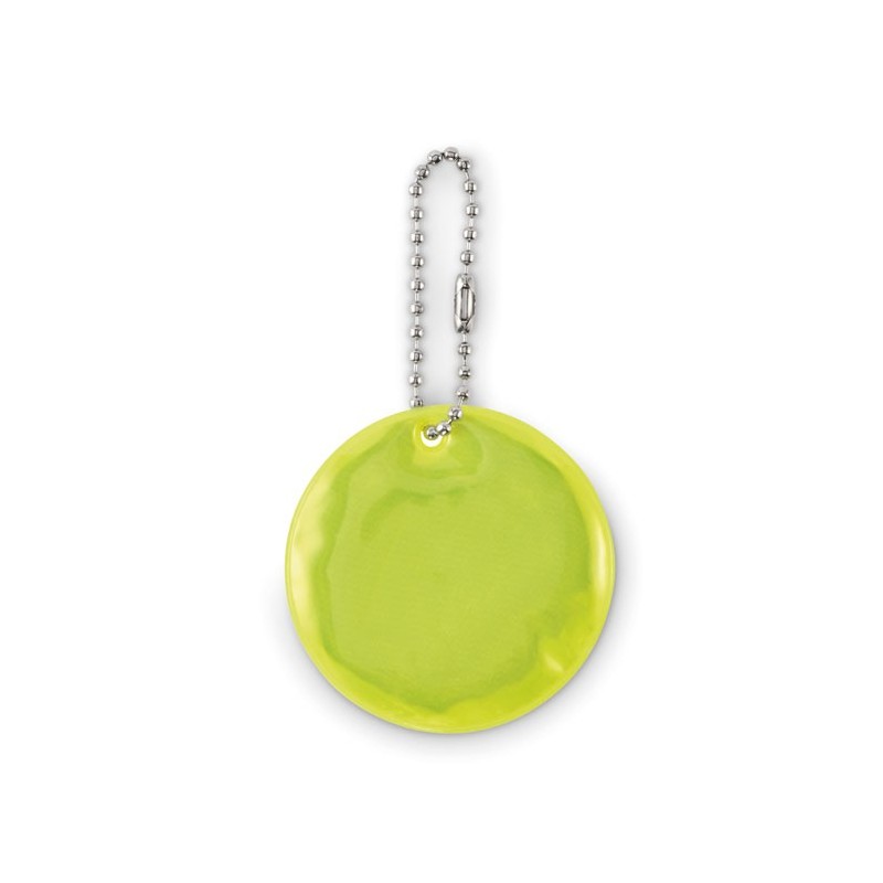 Porte-clés rond réfléchissantCouleur:JAUNE FLUO     