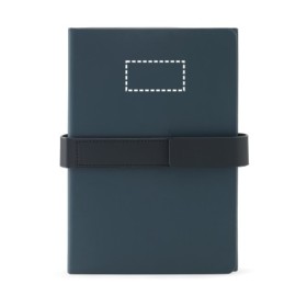  Bloc-notes A5 en PU (50% recyclé) avec deux blocsCouleur:Bleu