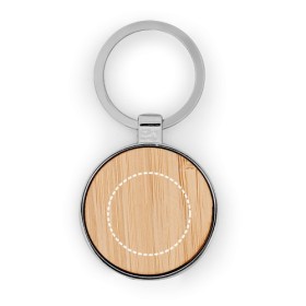  Porte-clés rond en zinc et bambouCouleur:Naturel