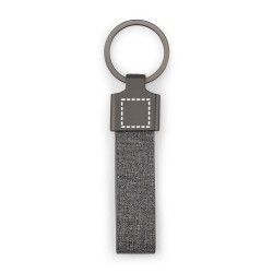  Porte-clés de forme rectangulaire en métal et pet recyclé (30% recyclé)Couleur:Gris foncé