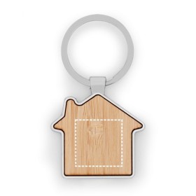  Porte-clés en forme de maison en zinc et bambouCouleur:Naturel