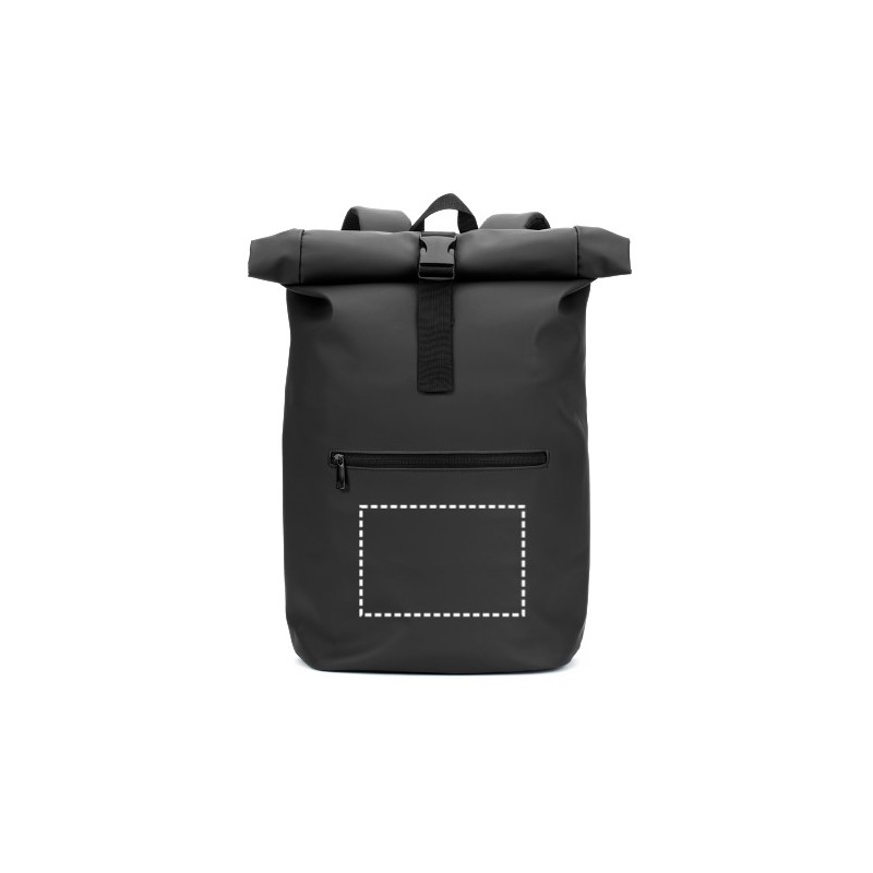  Sac à dos à enroulement en PU avec poche pour ordinateur portable 16 pouces