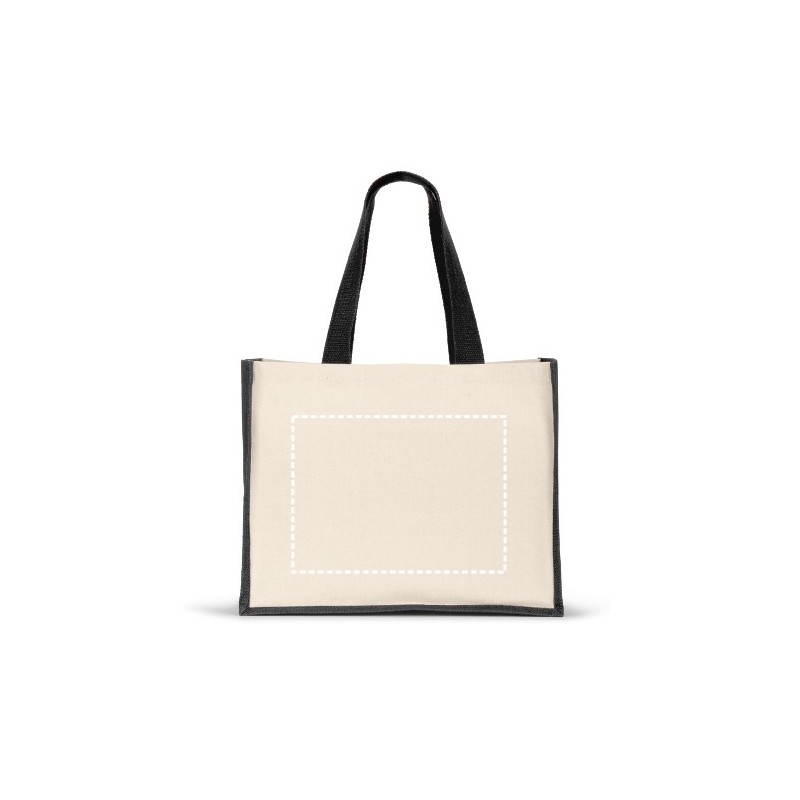 Sac en toile (320 g/m²), avec fond et côtés en jute laminé (350 g/m²) de couleur