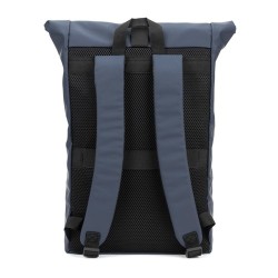  Sac à dos à enroulement en PU avec poche pour ordinateur portable 16 poucesCouleur:Bleu