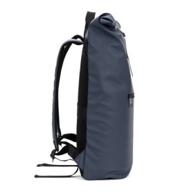  Sac à dos à enroulement en PU avec poche pour ordinateur portable 16 poucesCouleur:Bleu