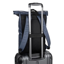  Sac à dos à enroulement en PU avec poche pour ordinateur portable 16 poucesCouleur:Bleu