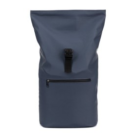  Sac à dos à enroulement en PU avec poche pour ordinateur portable 16 poucesCouleur:Bleu