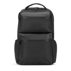  Sac à dos en sergé recyclé et déperlant avec deux grandes pochesCouleur:Noir