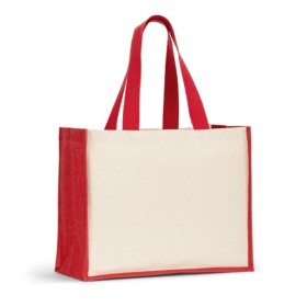  Sac en toile (320 g/m²), avec fond et côtés en jute laminé (350 g/m²) de couleurCouleur:Rouge