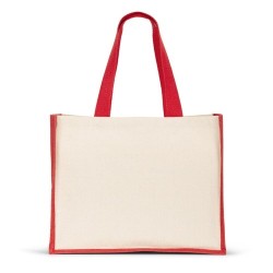  Sac en toile (320 g/m²), avec fond et côtés en jute laminé (350 g/m²) de couleurCouleur:Rouge