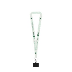  Lanyard de sublimation en polyester avec mousqueton et support pour smartphoneCouleur:301 - Blanc