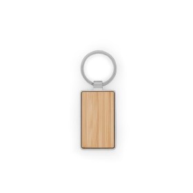  Porte-clés rectangulaire en zinc et bambouCouleur:Naturel