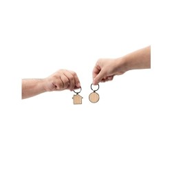  Porte-clés rond en zinc et bambouCouleur:Naturel