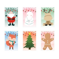  Set de six feuilles avec figurines de Noël et 3 feuilles d'autocollantsCouleur:Blanc