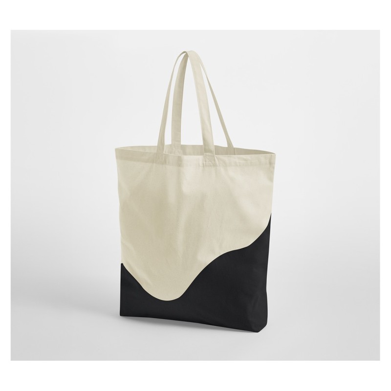 Sac shopping imprimé vagueCouleur:Natural/Black