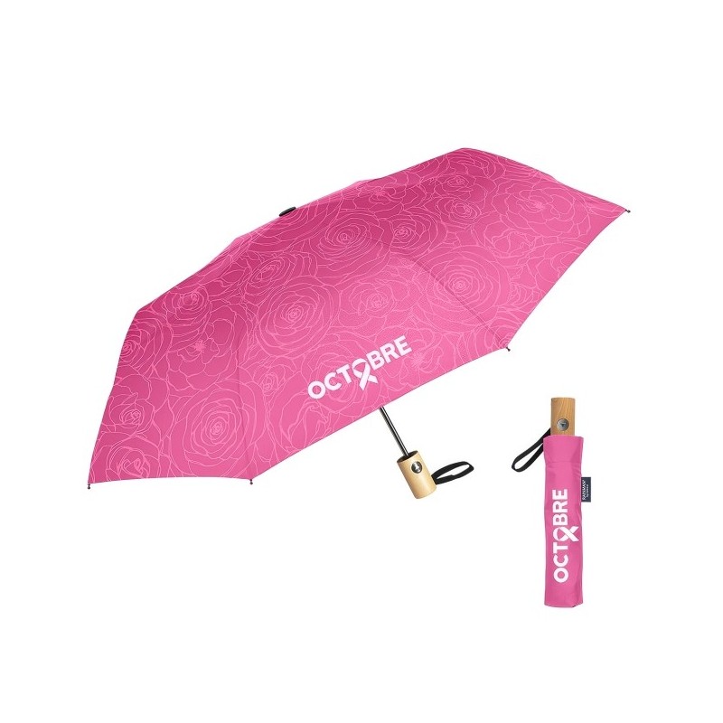 Parapluie pliable poignée bois