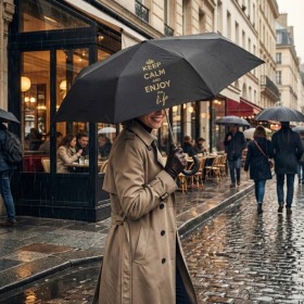 Parapluie pliable poignée PU courbe