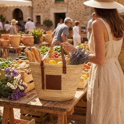 Grand panier anses cuir*