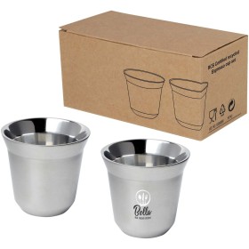 Ensemble de tasses à espresso en acier inoxydable Duo de 80 ml certifié RCSCouleur:Argent