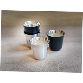 Ensemble de tasses à espresso en acier inoxydable Duo de 80 ml certifié RCSCouleur:Argent