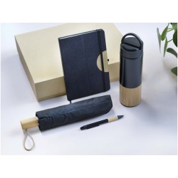 Coffret cadeau Carmen avec carnet à couverture rigide A5 et stylo billeCouleur:Noir