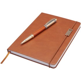 Ensemble Legato comprenant carnet A5, stylo bille et stylo rollerCouleur:Marron