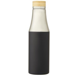 Bouteille Hulan de 540 ml en acier inoxydable avec  cuivre et isolation par le vide avec couvercle en bambouCouleur:Noir