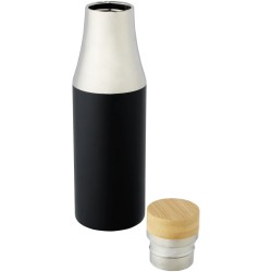 Bouteille Hulan de 540 ml en acier inoxydable avec  cuivre et isolation par le vide avec couvercle en bambouCouleur:Noir
