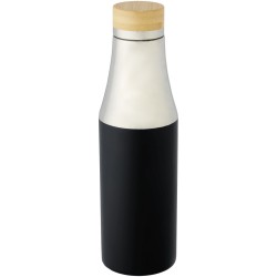 Bouteille Hulan de 540 ml en acier inoxydable avec  cuivre et isolation par le vide avec couvercle en bambouCouleur:Noir