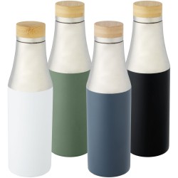 Bouteille Hulan de 540 ml en acier inoxydable avec  cuivre et isolation par le vide avec couvercle en bambouCouleur:Noir