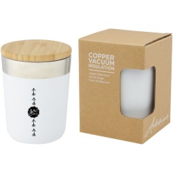Gobelet Lagan de 300 ml en acier inoxydable avec isolation par le vide et couche de cuivre, avec couvercle en bambouCouleur:Blan
