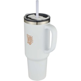 Mug Sydney 1200 ml double paroi certifié RCS avec isolation par le vide et couche de cuivre avec pailleCouleur:Blanc