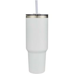 Mug Sydney 1200 ml double paroi certifié RCS avec isolation par le vide et couche de cuivre avec pailleCouleur:Blanc