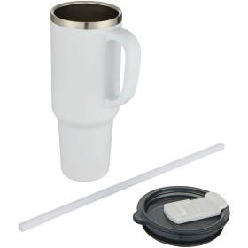 Mug Sydney 1200 ml double paroi certifié RCS avec isolation par le vide et couche de cuivre avec pailleCouleur:Blanc