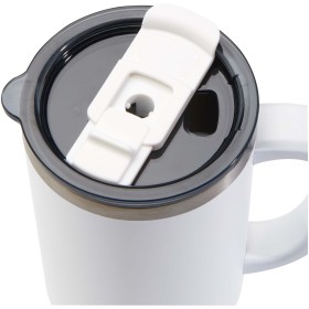 Mug Sydney 1200 ml double paroi certifié RCS avec isolation par le vide et couche de cuivre avec pailleCouleur:Blanc