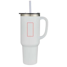 Mug Sydney 1200 ml double paroi certifié RCS avec isolation par le vide et couche de cuivre avec pailleCouleur:Blanc