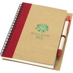 Carnet de notes recyclé avec stylo PriestlyCouleur:Naturel / Rouge