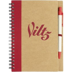 Carnet de notes recyclé avec stylo PriestlyCouleur:Naturel / Rouge