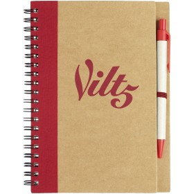 Carnet de notes recyclé avec stylo PriestlyCouleur:Naturel / Rouge