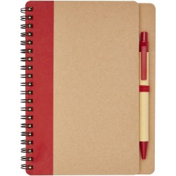 Carnet de notes recyclé avec stylo PriestlyCouleur:Naturel / Rouge