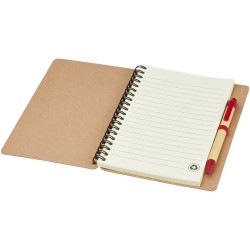 Carnet de notes recyclé avec stylo PriestlyCouleur:Naturel / Rouge