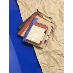 Carnet de notes recyclé avec stylo PriestlyCouleur:Naturel / Rouge