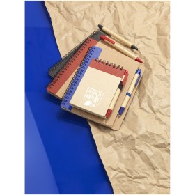 Carnet de notes recyclé avec stylo PriestlyCouleur:Naturel / Rouge