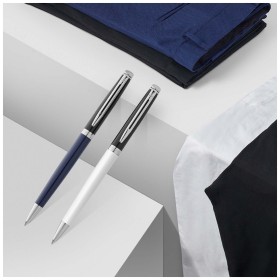 Stylo roller Waterman Hemisphere avec habillage palladiumCouleur:Blanc / Noir